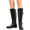 image:imageDREAM PAIRS Womens Knee High Riding Pirate Boots Comfortable Low Chunky Heel Flat Motorcycle Buckle Boots for WomenBlack