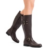 image:imageDREAM PAIRS Womens Knee High Riding Pirate Boots Comfortable Low Chunky Heel Flat Motorcycle Buckle Boots for WomenBrown