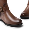 image:imageDREAM PAIRS Womens Knee High Riding Pirate Boots Comfortable Low Chunky Heel Flat Motorcycle Buckle Boots for WomenTan