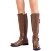 image:imageDREAM PAIRS Womens Knee High Riding Pirate Boots Comfortable Low Chunky Heel Flat Motorcycle Buckle Boots for WomenTan