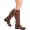 image:imageDREAM PAIRS Womens Knee High Riding Pirate Boots Comfortable Low Chunky Heel Flat Motorcycle Buckle Boots for WomenTan