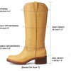 image:imageDREAM PAIRS Womens Modern Knee High Boots with Vintage Western Stitching Comfortable and Versatile Tall BootsAll Yellow