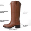 image:imageDREAM PAIRS Womens Modern Knee High Boots with Vintage Western Stitching Comfortable and Versatile Tall BootsLight Brown