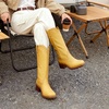 image:imageDREAM PAIRS Womens Modern Knee High Boots with Vintage Western Stitching Comfortable and Versatile Tall BootsYellow