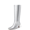 image:imageDREAM PAIRS Women Knee High Boots 2 Inch Kitten Heel Fashion Square Toe Long BootsSilver