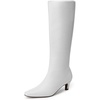 image:imageDREAM PAIRS Women Knee High Boots 2 Inch Kitten Heel Fashion Square Toe Long BootsWhite