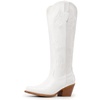 image:imageDREAM PAIRS Womens Cowboy Boots Knee High Western Retro Embroidered Cowgirl Boots Comfortable Square Toe Tall BootsWhite
