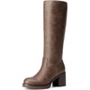 image:imageDREAM PAIRS Womens Knee High Boots Chunky Platform Heel Round Toe Boots for Women Side Zipper Stylish Comfortable Tall BootsDark Brown