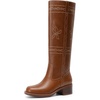 image:imageDREAM PAIRS Womens Knee High Boots Pullon Tall Shaft with Western Stitching Vintage Style Comfortable Square Toe Boots for WomenBrown