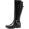 image:imageDREAM PAIRS Womens Knee High Riding Pirate Boots Comfortable Low Chunky Heel Flat Motorcycle Buckle Boots for WomenBlack