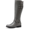 image:imageDREAM PAIRS Womens Knee High Riding Pirate Boots Comfortable Low Chunky Heel Flat Motorcycle Buckle Boots for WomenGrey