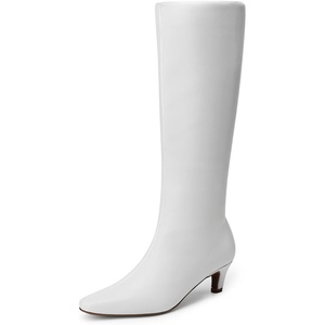 image:imageDREAM PAIRS Women Knee High Boots 2 Inch Kitten Heel Fashion Square Toe Long BootsWhite