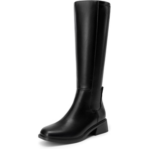 image:imageDREAM PAIRS Womens Knee High Boots  Square Toe Low Block Heel Casual Comfort Riding Long Boots with Side ZipperBlack