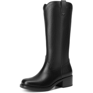 image:imageDREAM PAIRS Womens Modern Knee High Boots with Vintage Western Stitching Comfortable and Versatile Tall BootsBlack