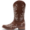image:imageDREAM PAIRS Womens Cowboy Cowgirl MId calf Boots  square toe western boots chunky low heel cowboy boots for country music festivals theme party and concert embroidered bootsBrown