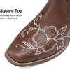 image:imageDREAM PAIRS Womens Cowboy Cowgirl MId calf Boots  square toe western boots chunky low heel cowboy boots for country music festivals theme party and concert embroidered bootsBrown