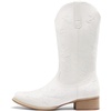 image:imageDREAM PAIRS Womens Cowboy Cowgirl MId calf Boots  square toe western boots chunky low heel cowboy boots for country music festivals theme party and concert embroidered bootsWhite