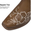 image:imageDREAM PAIRS Womens Cowboy Cowgirl MId calf Boots  square toe western boots chunky low heel cowboy boots for country music festivals theme party and concert embroidered bootsTan