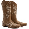 image:imageDREAM PAIRS Womens Cowboy Cowgirl MId calf Boots  square toe western boots chunky low heel cowboy boots for country music festivals theme party and concert embroidered bootsTan