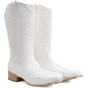 image:imageDREAM PAIRS Womens Cowboy Cowgirl MId calf Boots  square toe western boots chunky low heel cowboy boots for country music festivals theme party and concert embroidered bootsWhite