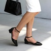 image:imageDREAM PAIRS Womens Low Heel Pointed Toe Dress Pumps  138 Comfortable elegant closed toe flats ankle strap pumps for casual and formal daysBlackpu