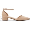 image:imageDREAM PAIRS Womens Low Heel Pointed Toe Dress Pumps  138 Comfortable elegant closed toe flats ankle strap pumps for casual and formal daysNude