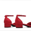image:imageDREAM PAIRS Womens Low Heel Pointed Toe Dress Pumps  138 Comfortable elegant closed toe flats ankle strap pumps for casual and formal daysRed