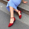 image:imageDREAM PAIRS Womens Low Heel Pointed Toe Dress Pumps  138 Comfortable elegant closed toe flats ankle strap pumps for casual and formal daysRed