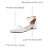image:imageDREAM PAIRS Womens Low Heel Pointed Toe Dress Pumps  138 Comfortable elegant closed toe flats ankle strap pumps for casual and formal daysWhite