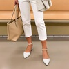 image:imageDREAM PAIRS Womens Low Heel Pointed Toe Dress Pumps  138 Comfortable elegant closed toe flats ankle strap pumps for casual and formal daysWhite