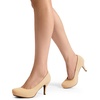 image:imageDREAM PAIRS Womens Low Stiletto Platform Heels Pumps  Classic Elegant Versatile Heels Dress Comfortable Closed Toe Pumps Shoes for Wedding Party Walking Brithday Work OfficeNudeSuede
