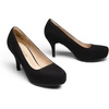 image:imageDREAM PAIRS Womens Low Stiletto Platform Heels Pumps  Classic Elegant Versatile Heels Dress Comfortable Closed Toe Pumps Shoes for Wedding Party Walking Brithday Work OfficeBlackSuede