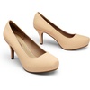 image:imageDREAM PAIRS Womens Low Stiletto Platform Heels Pumps  Classic Elegant Versatile Heels Dress Comfortable Closed Toe Pumps Shoes for Wedding Party Walking Brithday Work OfficeNudeSuede