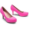 image:imageDREAM PAIRS Womens Low Stiletto Platform Heels Pumps  Classic Elegant Versatile Heels Dress Comfortable Closed Toe Pumps Shoes for Wedding Party Walking Brithday Work OfficeFuchsiaSuede