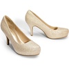 image:imageDREAM PAIRS Womens Low Stiletto Platform Heels Pumps  Classic Elegant Versatile Heels Dress Comfortable Closed Toe Pumps Shoes for Wedding Party Walking Brithday Work OfficeGold