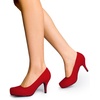 image:imageDREAM PAIRS Womens Low Stiletto Platform Heels Pumps  Classic Elegant Versatile Heels Dress Comfortable Closed Toe Pumps Shoes for Wedding Party Walking Brithday Work OfficeRed