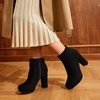image:imageDREAM PAIRS Womens Stomp High Heel Ankle Boots  platform ankle boots classic round toe design nonslip outsole inside zipper for Easy On and OffBlack