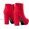 image:imageDREAM PAIRS Womens Stomp High Heel Ankle Boots  platform ankle boots classic round toe design nonslip outsole inside zipper for Easy On and OffRed