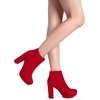image:imageDREAM PAIRS Womens Stomp High Heel Ankle Boots  platform ankle boots classic round toe design nonslip outsole inside zipper for Easy On and OffRed