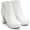 image:imageDREAM PAIRS Womens Stomp High Heel Ankle Boots  platform ankle boots classic round toe design nonslip outsole inside zipper for Easy On and OffWhitePu