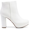 image:imageDREAM PAIRS Womens Stomp High Heel Ankle Boots  platform ankle boots classic round toe design nonslip outsole inside zipper for Easy On and OffWhitePu