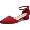 image:imageDREAM PAIRS Womens Low Heel Pointed Toe Dress Pumps  138 Comfortable elegant closed toe flats ankle strap pumps for casual and formal daysRed
