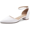 image:imageDREAM PAIRS Womens Low Heel Pointed Toe Dress Pumps  138 Comfortable elegant closed toe flats ankle strap pumps for casual and formal daysWhite