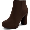 image:imageDREAM PAIRS Womens Stomp High Heel Ankle Boots  platform ankle boots classic round toe design nonslip outsole inside zipper for Easy On and OffBrown