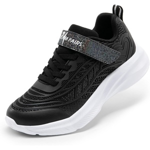 image:imageDREAM PAIRS Kids Sneakers Running  LightweightBreathableComfortable Non SlipHookandLoopWalking Gym School Daily PlayColorburstBlack