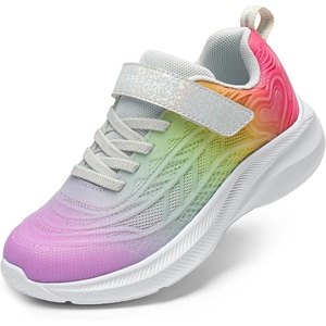 image:imageDREAM PAIRS Kids Sneakers Running  LightweightBreathableComfortable Non SlipHookandLoopWalking Gym School Daily PlayColorburstHot PinkYellowOrange