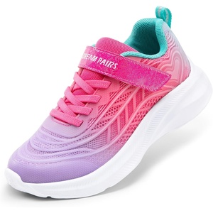 image:imageDREAM PAIRS Kids Sneakers Running  LightweightBreathableComfortable Non SlipHookandLoopWalking Gym School Daily PlayColorburstPurpleHot Pink