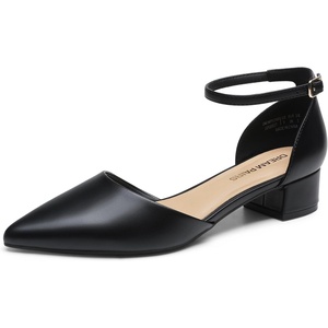 image:imageDREAM PAIRS Womens Low Heel Pointed Toe Dress Pumps  138 Comfortable elegant closed toe flats ankle strap pumps for casual and formal daysBlackpu