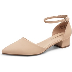 image:imageDREAM PAIRS Womens Low Heel Pointed Toe Dress Pumps  138 Comfortable elegant closed toe flats ankle strap pumps for casual and formal daysNude