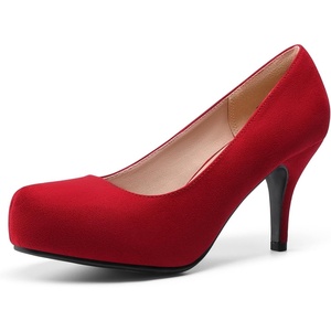 image:imageDREAM PAIRS Womens Low Stiletto Platform Heels Pumps  Classic Elegant Versatile Heels Dress Comfortable Closed Toe Pumps Shoes for Wedding Party Walking Brithday Work OfficeRed